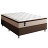 Cama Box Casal Queen Colchão Gazin Molas Powerblue 158x198x65cm 200 Kg por Pessoa Marrom/bege - 1