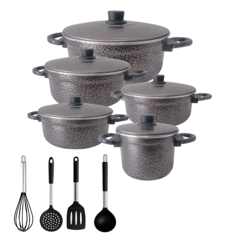 Jogo de Panelas Alumínio Craqueado 9 Peças