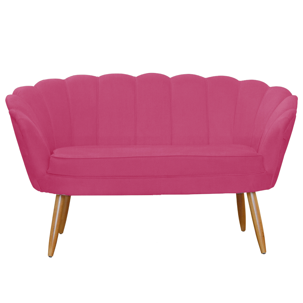 Jogo Pétala Namoradeira e 2 Poltronas Estofada Para Recepção Suede Rosa Pink - DL Decor - 2