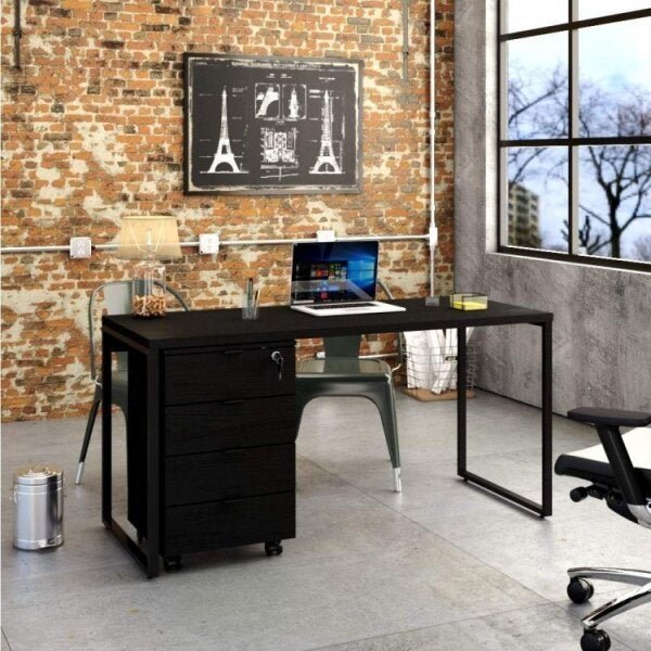 Conjunto Home Office com Mesa para Computador e Gaveteiro Volante Espresso Móveis