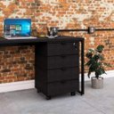 Ver mais imagens de Escrivaninha Mesa Escritório com Gaveteiro Kuadra 4 Gavetas 150cm Industrial Preto Ônix