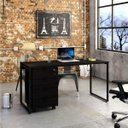 Ver imagem 1 de Escrivaninha Mesa Escritório com Gaveteiro Kuadra 4 Gavetas 150cm Industrial Preto Ônix