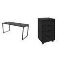 Ver imagem 2 de Escrivaninha Mesa Escritório com Gaveteiro Kuadra 4 Gavetas 150cm Industrial Preto Ônix