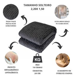 Cobertor Solteiro Grosso Manta Canelada Inverno Super Fofo - 3