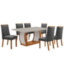Ver imagem 1 de Mesa de Jantar Milena 180cm Tampo MDF Vidro Canto Copo com 6 Cadeiras Yasmin
