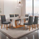 Ver imagem 7 de Mesa de Jantar Milena 180cm Tampo MDF Vidro Canto Copo com 6 Cadeiras Yasmin