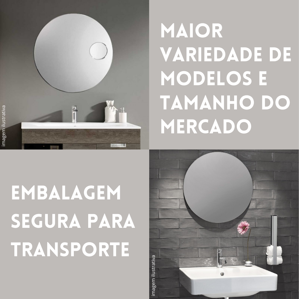Espelho Decorativo Vidro Redondo 60x60cm Sala Banheiro Top - 7