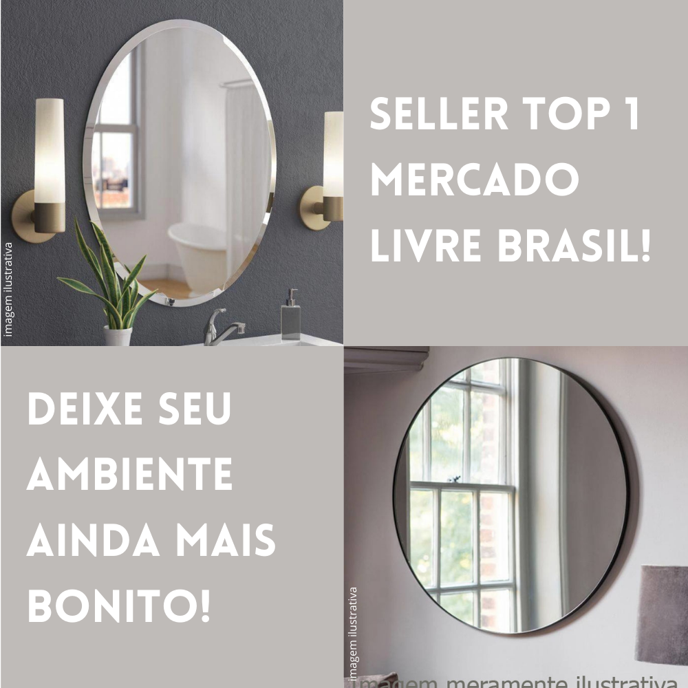 Espelho Decorativo Vidro Redondo 60x60cm Sala Banheiro Top - 3