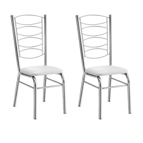 Conjunto 2 Cadeiras Support Cromadas com Reforço Tubo Grosso Suporte 150 Kgs Cozinha,restaurante,sal