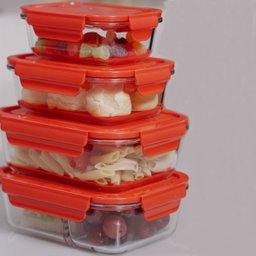 Kit 3 Potes Herméticos de Vidro Borossilicato P M G Retangulares Marmitas Vermelhas Uz - 2