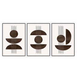 kit com 3 Quadros Decorativos Abstratos com Moldura e Vidro para Sala Quarto Escritório e Clínica 67 - 1