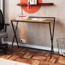 Ver imagem 1 de Mesa Escrivaninha Compacta Dobrável com Pés em Aço 94 Cm Preto com Mel Preto com Mel
