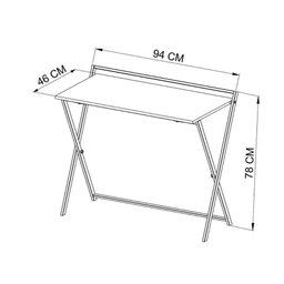 Mesa Escrivaninha Compacta Dobrável com Pés em Aço 94 Cm Preto com Mel Preto com Mel - 4