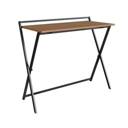 Mesa Escrivaninha Compacta Dobrável com Pés em Aço 94 Cm Preto com Mel Preto com Mel - 7