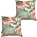 Ver imagem 1 de Almofadas Cheias Havana Impermeável Estampa Digital 100% Algodão Flores Fundo Salmão Kit 2 43CMX43CM