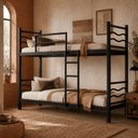 Ver imagem 1 de Beliche Wave Klm Store | Cama Beliche de Aço Reforçada para Solteiro com Escada e Grades de Proteção