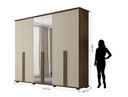 Ver imagem 2 de Roupeiro/armário/guarda Roupas/organizador Estela 6 Portas com Puxadores em Mdf com Espelhos Nas por