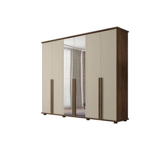 Roupeiro/armário/guarda Roupas/organizador Estela 6 Portas com Puxadores em Mdf com Espelhos Nas por
