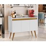 Aparador Buffet 3 Portas com Pés Bar Veneza Delux Retrô 90cm Branco/nature – Jlar Móveis - 1