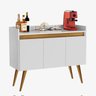 Aparador Buffet 3 Portas com Pés Bar Veneza Delux Retrô 90cm Branco/nature – Jlar Móveis - 2