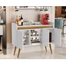 Aparador Buffet 3 Portas com Pés Bar Veneza Delux Retrô 90cm Branco/nature – Jlar Móveis - 3