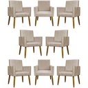Ver imagem 1 de Kit 8 Poltronas Decorativas Mari Pé Palito Castanho - Bege Suede