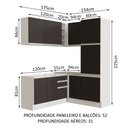 Ver imagem 4 de Armário de Cozinha Completa de Canto 329cm Branco Preto Glamy Madesa 01