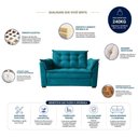 Ver imagem 2 de Sofá Conjunto Poltrona e Sofá Pequeno 2 Lugares Fixo 140cm Turquesa Suede