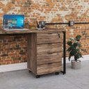 Ver mais imagens de Escrivaninha Mesa Escritório com Gaveteiro Kuadra 4 Gavetas 150cm Industrial Yescasa Carvalho Dark Marrom