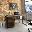 Ver imagem 1 de Escrivaninha Mesa Escritório com Gaveteiro Kuadra 4 Gavetas 150cm Industrial Yescasa Carvalho Dark Marrom
