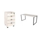 Ver imagem 2 de Escrivaninha Mesa Escritório com Gaveteiro Kuadra 4 Gavetas 150cm Industrial Snow Bege
