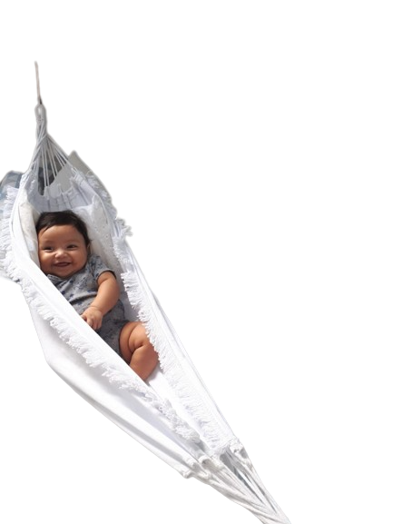 Rede berço bebê infantil brim até 30kg Montessoriana branca