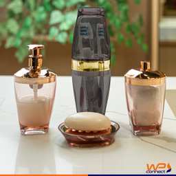 Porta Escova e Creme Dental Com Tampa Premium - Wp Connect - Preto-Dourado - 2