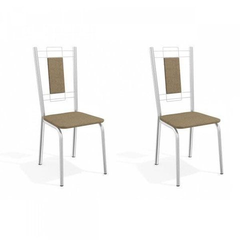 Conjunto 2 Cadeiras para Sala de Jantar Florença Metal Marrom/Cromado/Capuccino