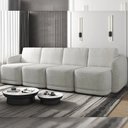 Ver imagem 1 de Sofá Cama Modulado Retrátil e Reclinável Decorativo Varsóvia 436cm Bouclê Cinza G33 - Gran Belo