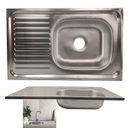 Ver imagem 1 de Pia Cozinha 80cm Cuba Balcao Lava Louça Escorre Agua Torneira Casa Restaurante Limpeza Lavagem LEVA