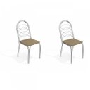 Ver imagem 1 de Conjunto 2 Cadeiras para Sala de Jantar Holanda Metal Marrom/Cromado/Capuccino