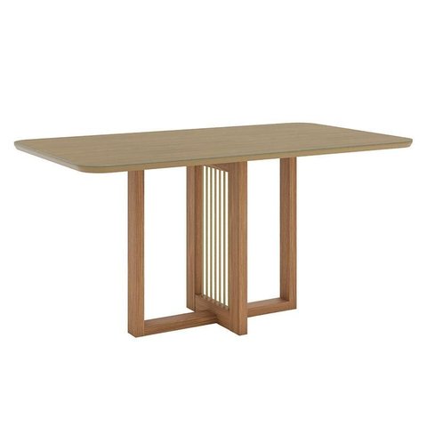 Mesa de Jantar Natalí 160 Cm Canto Arredondado com Vidro Nature – Henn
