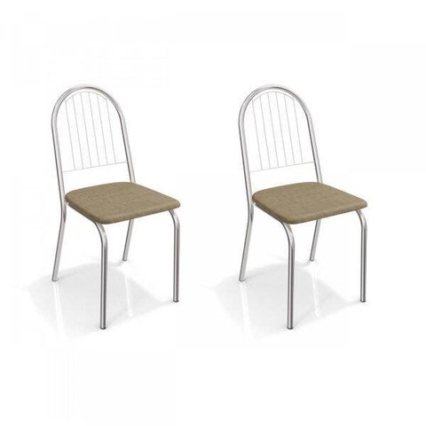 Conjunto 2 Cadeiras para Sala de Jantar Noruega Metal Marrom/Cromado/Capuccino