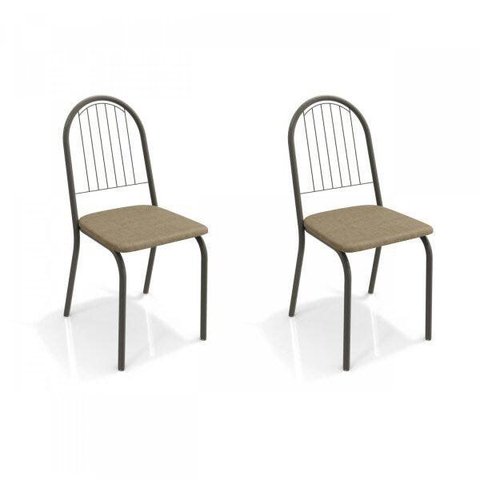 Conjunto 2 Cadeiras para Sala de Jantar Noruega Metal Marrom/Preto/Capuccino