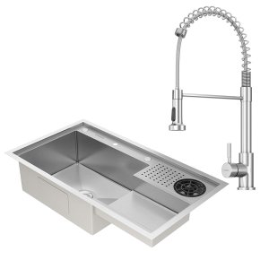 Kit Cuba Gourmet Veneza Aço Inox 304 e Torneira Gourmet Milão Monocomando Goldenx