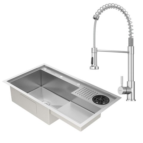 Kit Cuba Gourmet Veneza Aço Inox 304 e Torneira Gourmet Milão Monocomando Goldenx