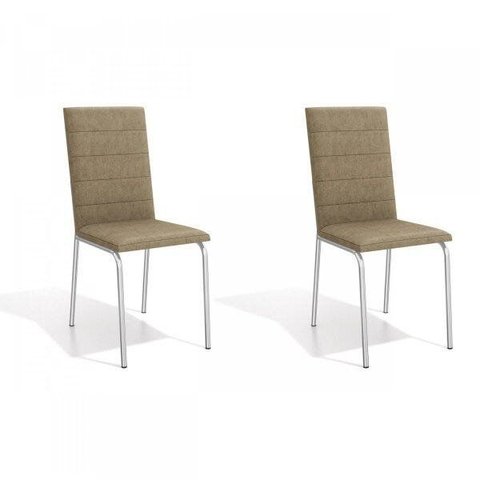 Conjunto 2 Cadeiras para Sala de Jantar Amsterdã Metal Cromado Marrom/Capuccino