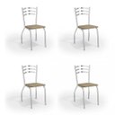 Ver imagem 1 de Conjunto 4 Cadeiras para Sala de Jantar Portugal Metal Marrom/Cromado/Capuccino