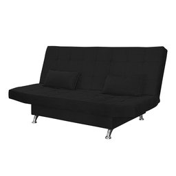Sofá Cama Retrátil Reclinável 2 Lugares Gabriela Com 2 Almofadas Suede Preto - Ninho Decor - 2