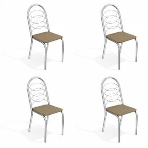 Conjunto 4 Cadeiras para Sala de Jantar Holanda Metal
