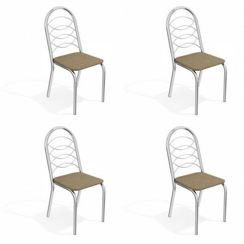 Conjunto 4 Cadeiras para Sala de Jantar Holanda Metal