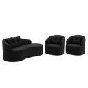 Ver imagem 2 de Kit de 01 Sofá Orgânico Curvo Feijão + 02 Poltronas Confortável Sala Estúdio Amore Bouclê Preto - Mo