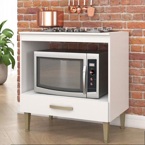 Balcao de Cozinha para Cooktop 80cm 1 Gaveta Branco - Fellicci