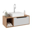 Ver imagem 1 de Gabinete Banheiro 80cm com 1 Porta e Nicho Multimóveis CR10122 Amêndoa/Branco